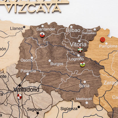 Wooden Map of Spain – Multicolor