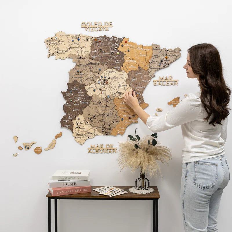 Wooden Map of Spain – Multicolor