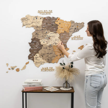 Wooden Map of Spain – Multicolor