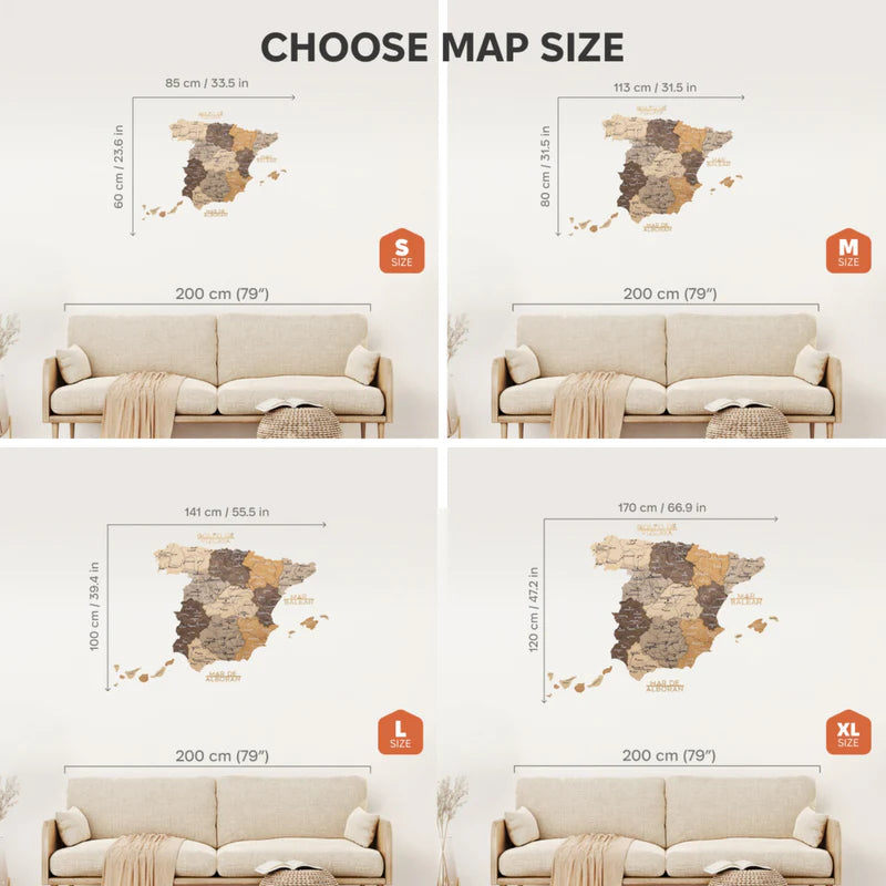 Wooden Map of Spain – Multicolor