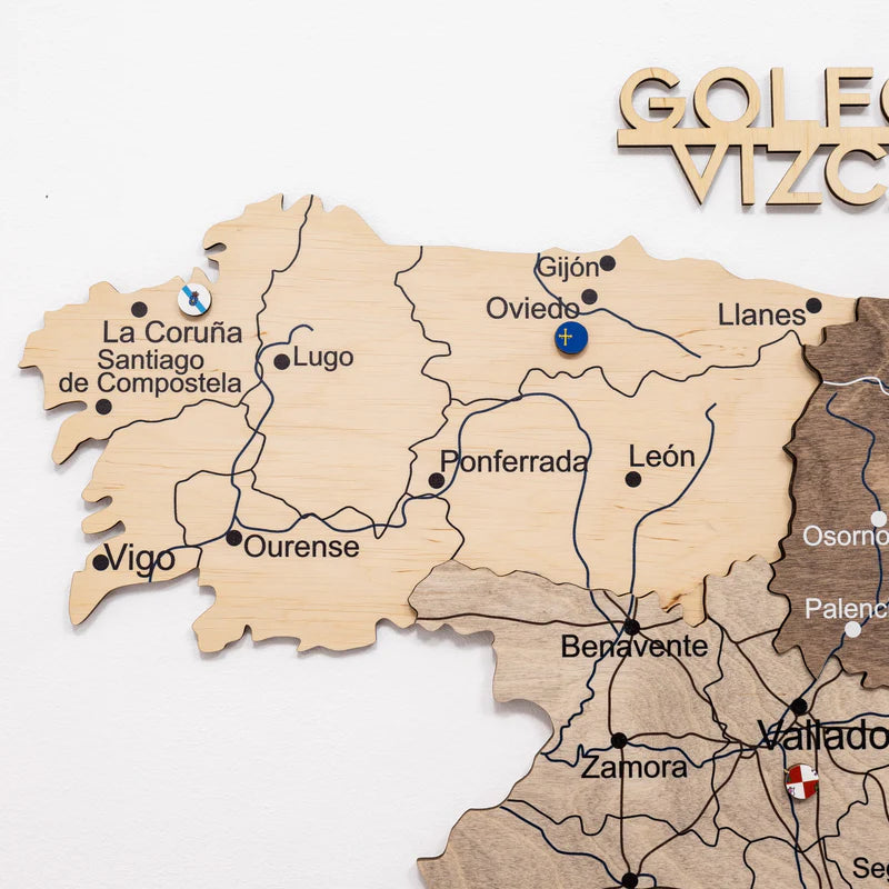 Wooden Map of Spain – Multicolor