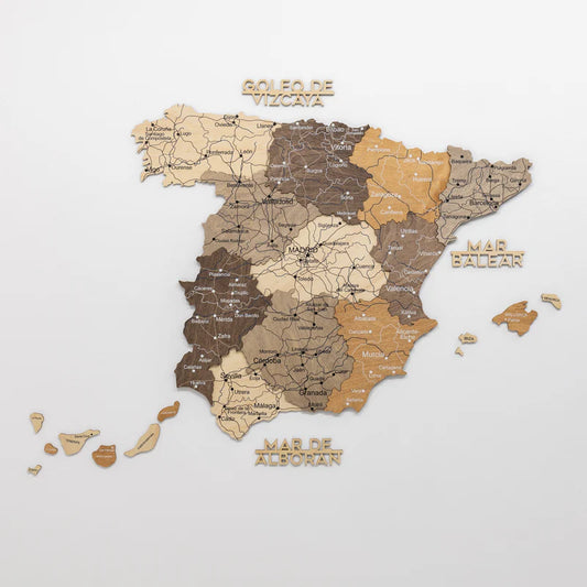 Wooden Map of Spain – Multicolor