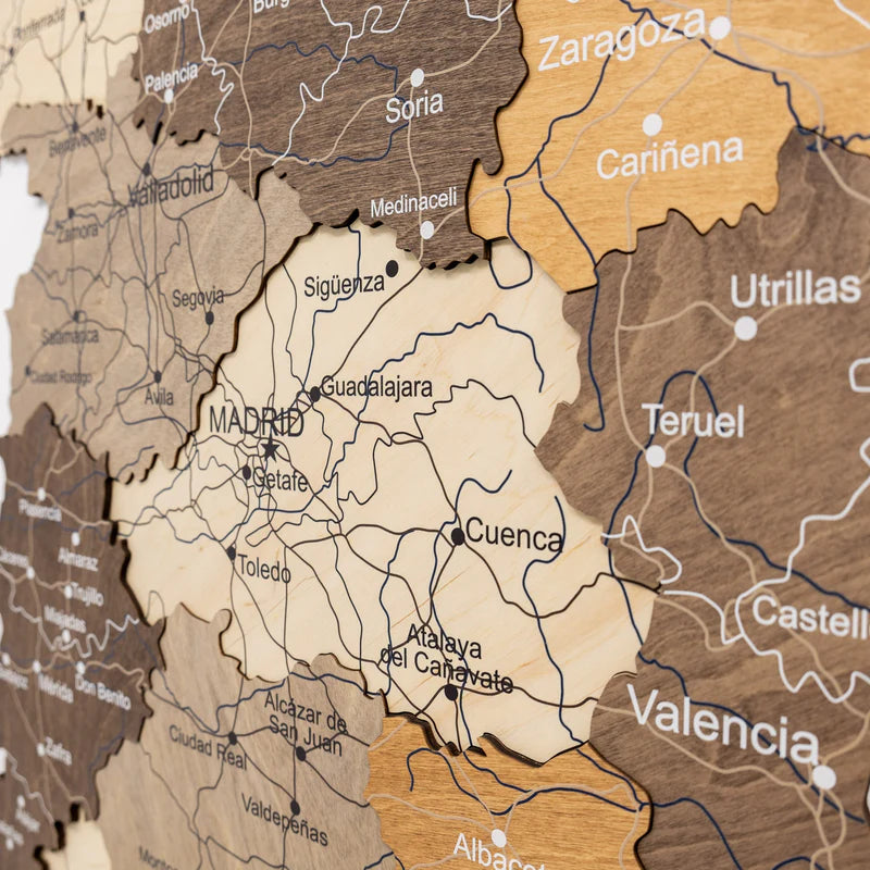 Wooden Map of Spain – Multicolor