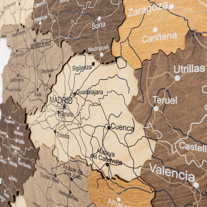 Wooden Map of Spain – Multicolor