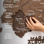 Wooden Map of Spain – Dark Walnut