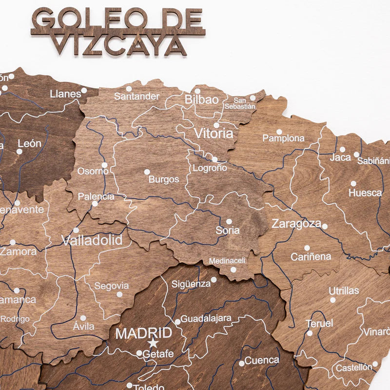 Wooden Map of Spain – Dark Walnut