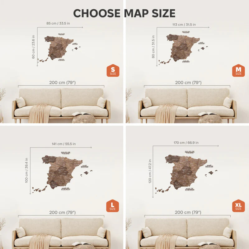 Wooden Map of Spain – Dark Walnut
