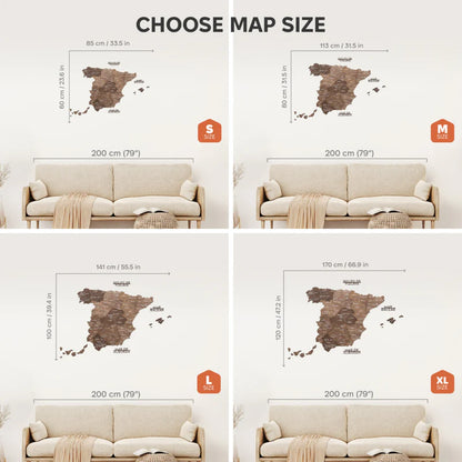 Wooden Map of Spain – Dark Walnut