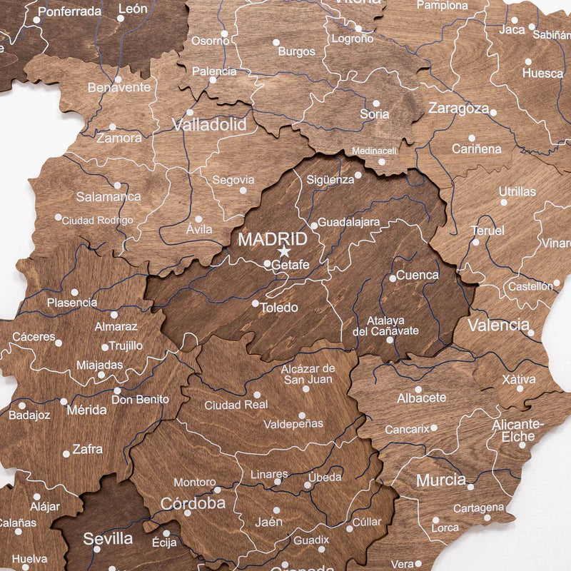 Wooden Map of Spain – Dark Walnut