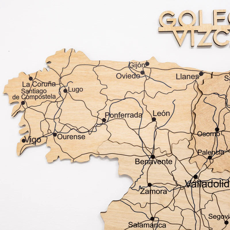 Wooden Map of Spain – Gold