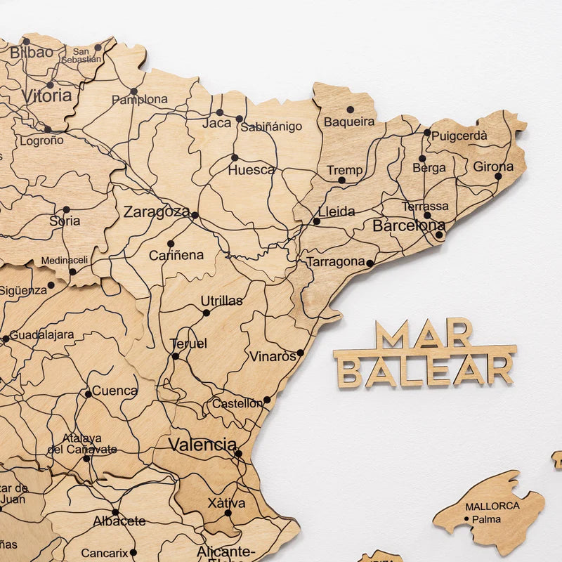 Wooden Map of Spain – Gold