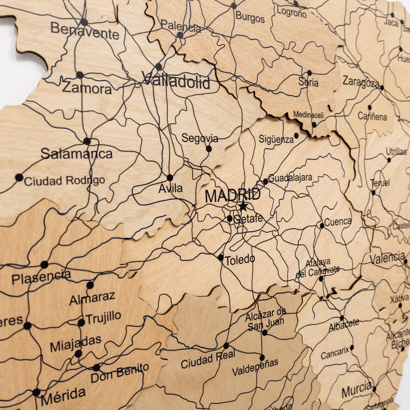 Wooden Map of Spain – Gold