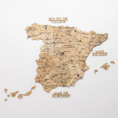 Wooden Map of Spain – Gold