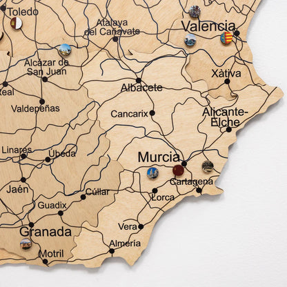 Wooden Map of Spain – Gold