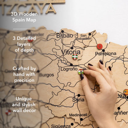 Wooden Map of Spain – Gold
