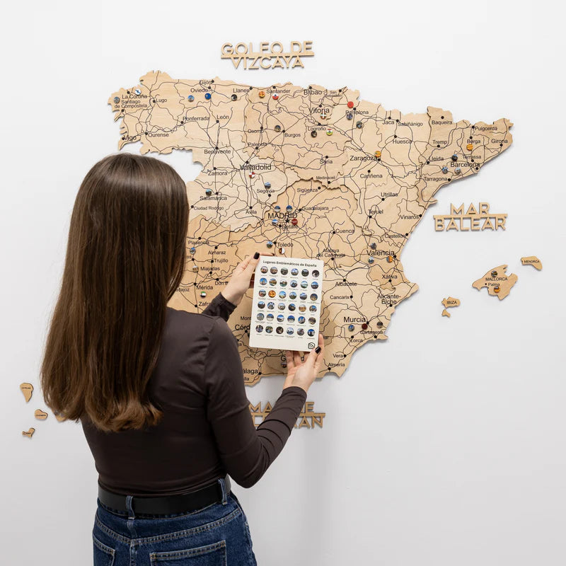 Wooden Map of Spain – Gold