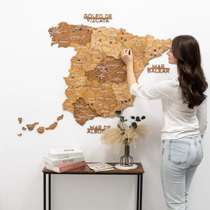 Wooden Map of Spain – Oak