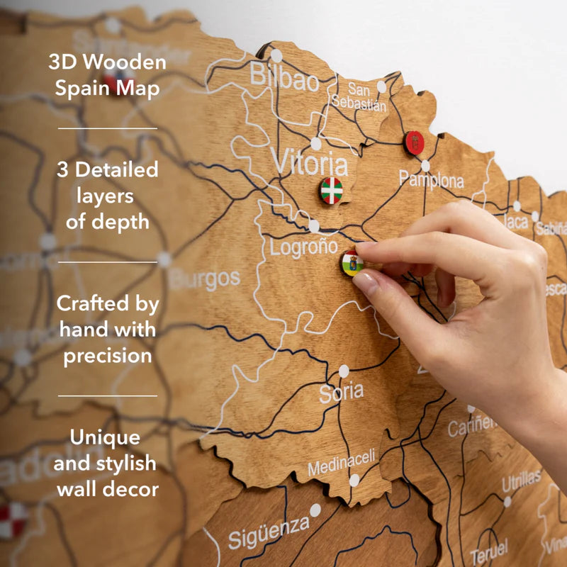 Wooden Map of Spain – Oak