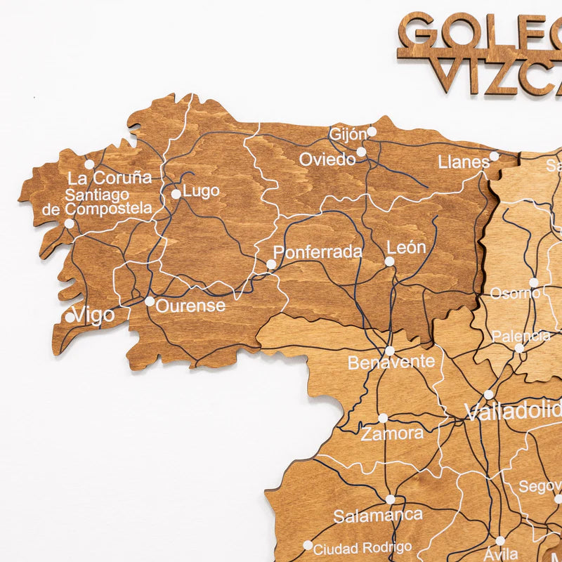 Wooden Map of Spain – Oak