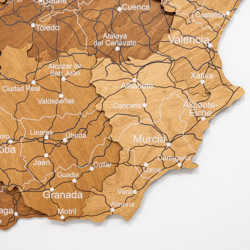 Wooden Map of Spain – Oak
