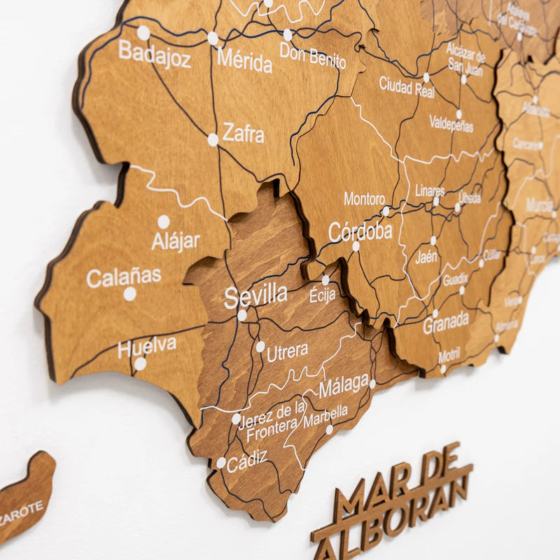 Wooden Map of Spain – Oak