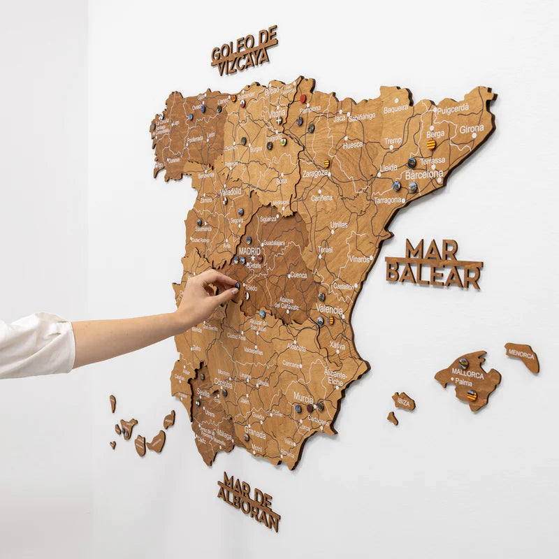 Wooden Map of Spain – Oak