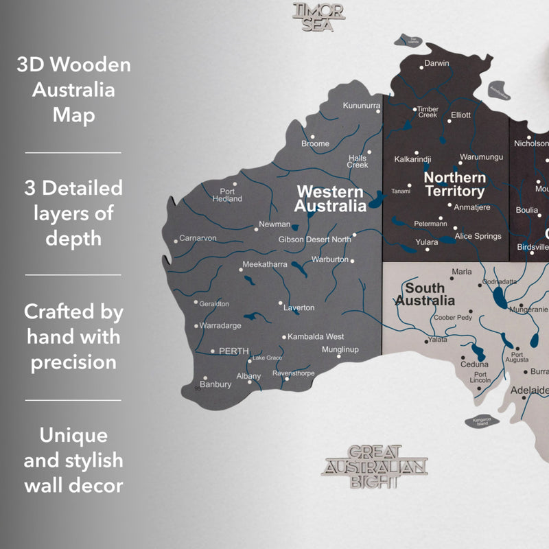 3D Wooden Map of Australia - Nordik