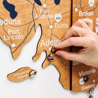 3D Wooden Map of Australia - Oak