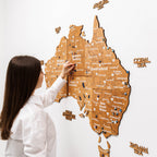3D Wooden Map of Australia - Oak