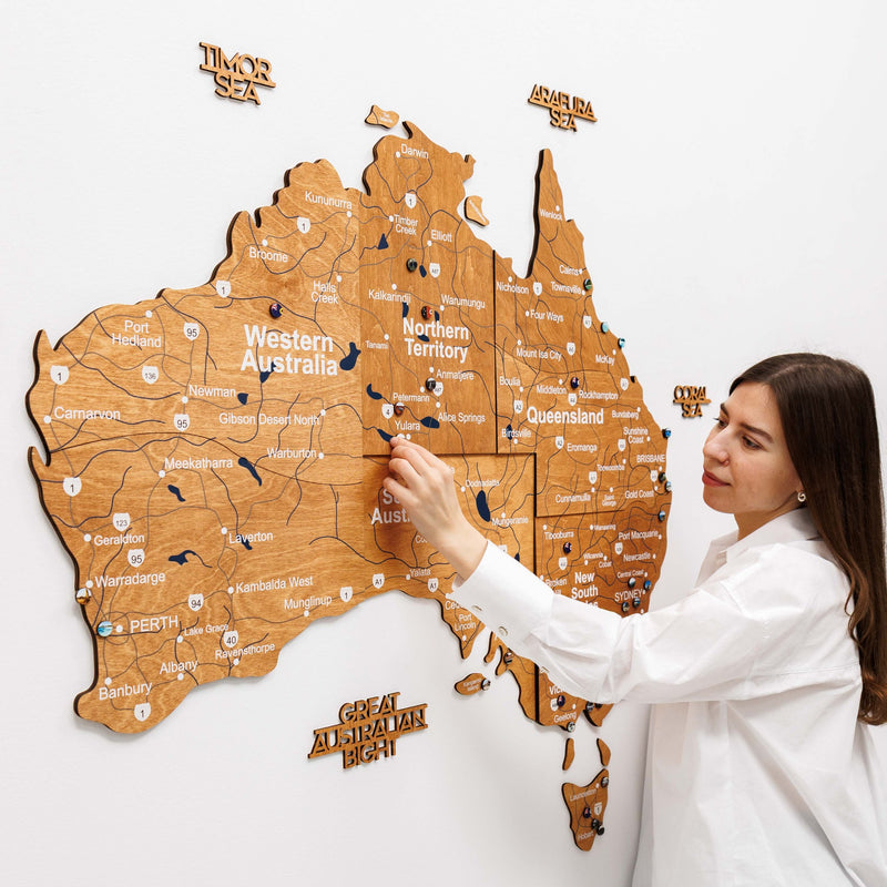 3D Wooden Map of Australia - Oak