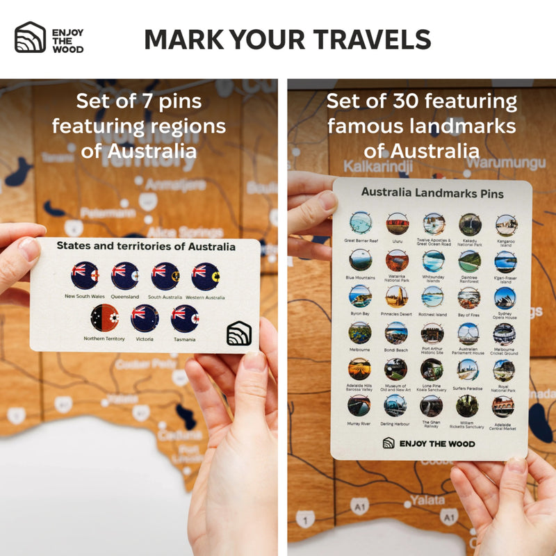 3D Wooden Map of Australia - Oak