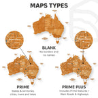 3D Wooden Map of Australia - Oak