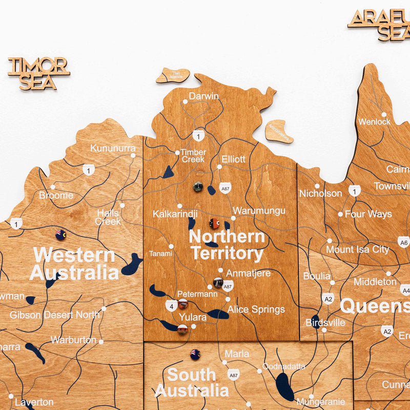 3D Wooden Map of Australia - Oak
