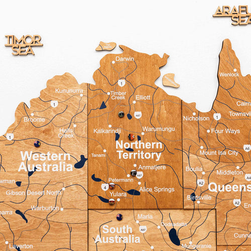 3D Wooden Map of Australia - Oak