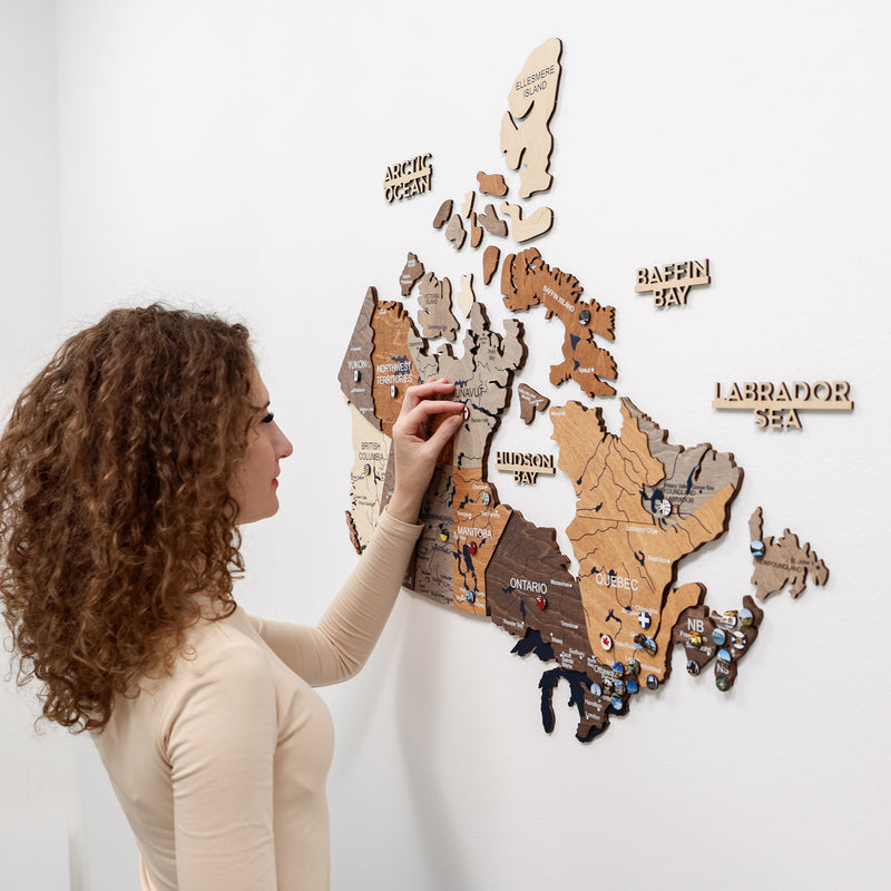 3D Canada Wooden Map Multicolor