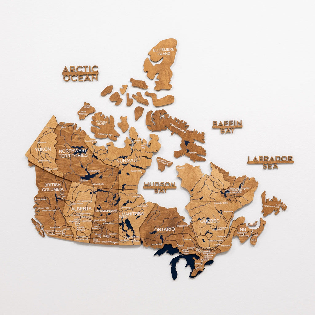 3D Canada Wooden Map Oak