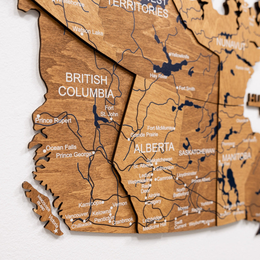 3D Canada Wooden Map Oak