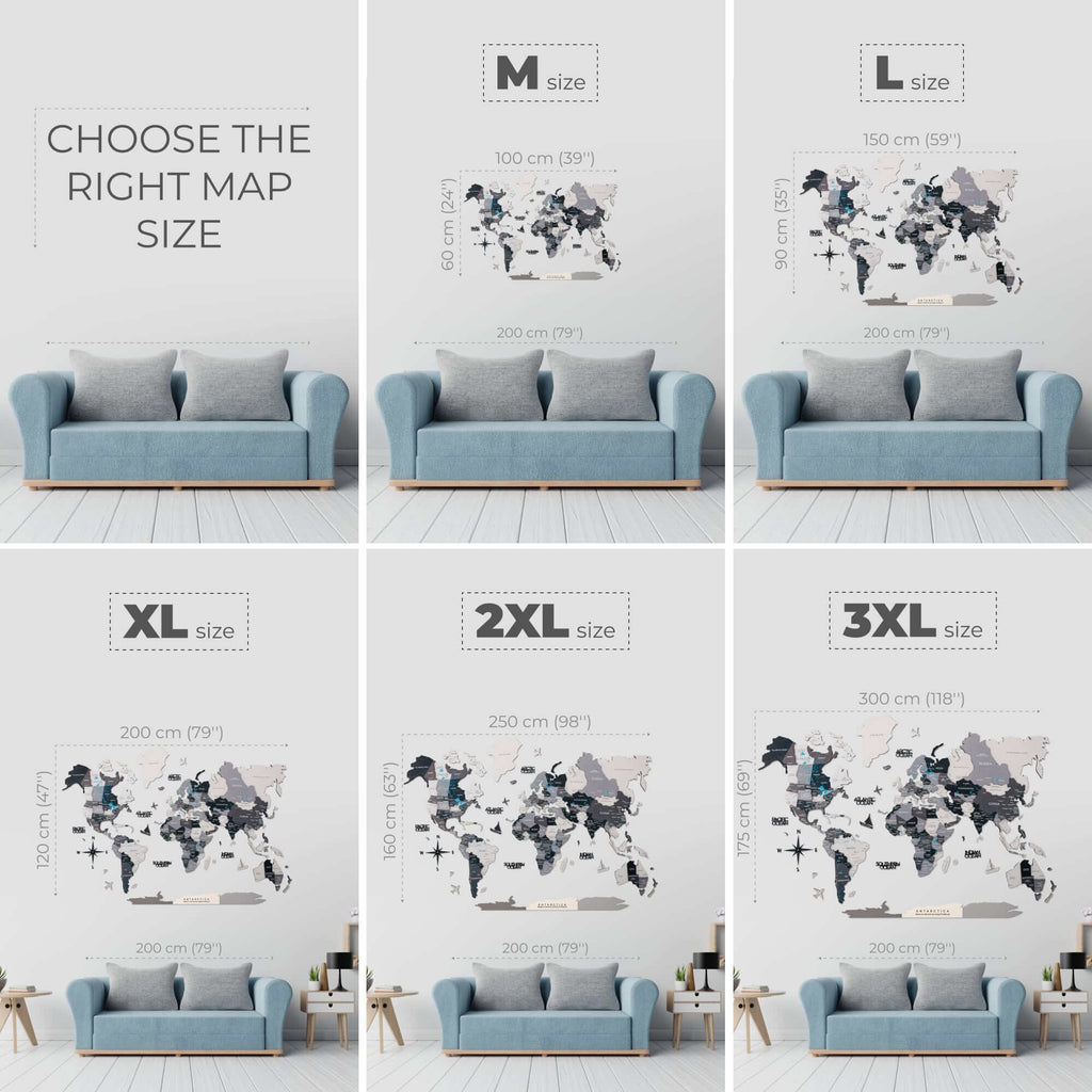 wood world map in bundle