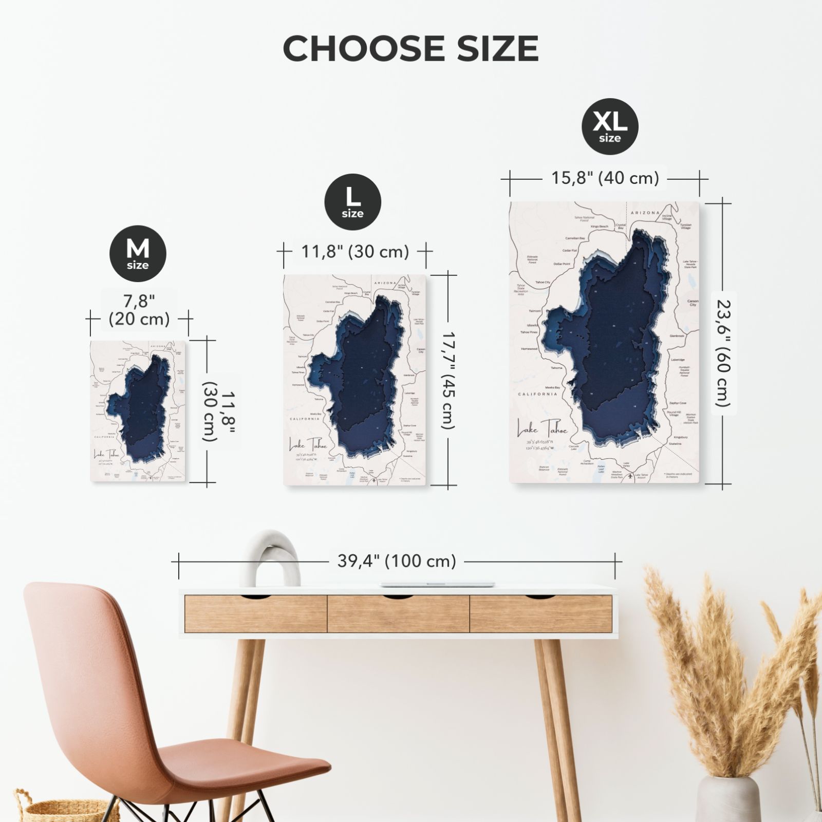 lake tahoe wooden map