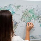 Карта світу на полотні - антикварна