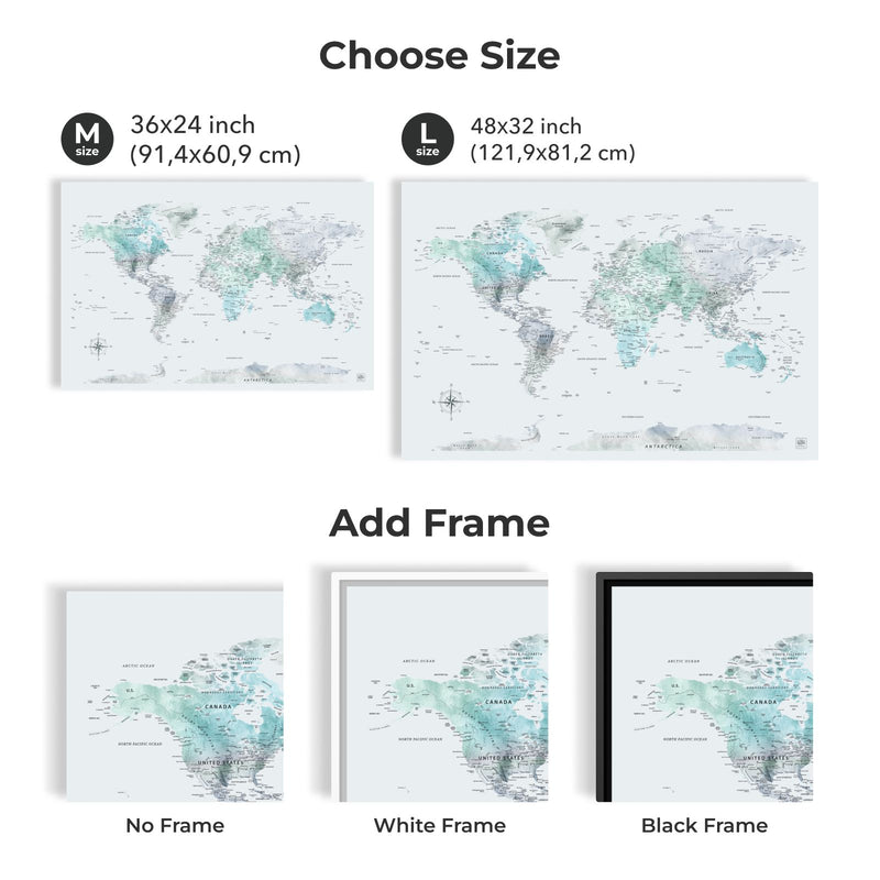 Карта світу на полотні - антикварна