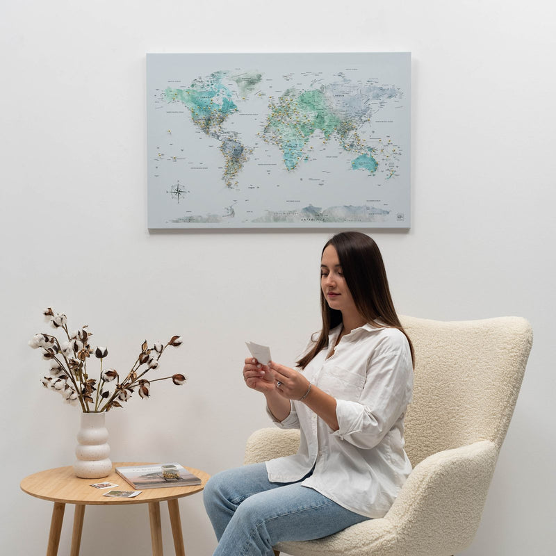 Карта світу на полотні - антикварна