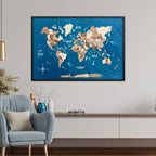 3D Wooden Panel World Map Smokey