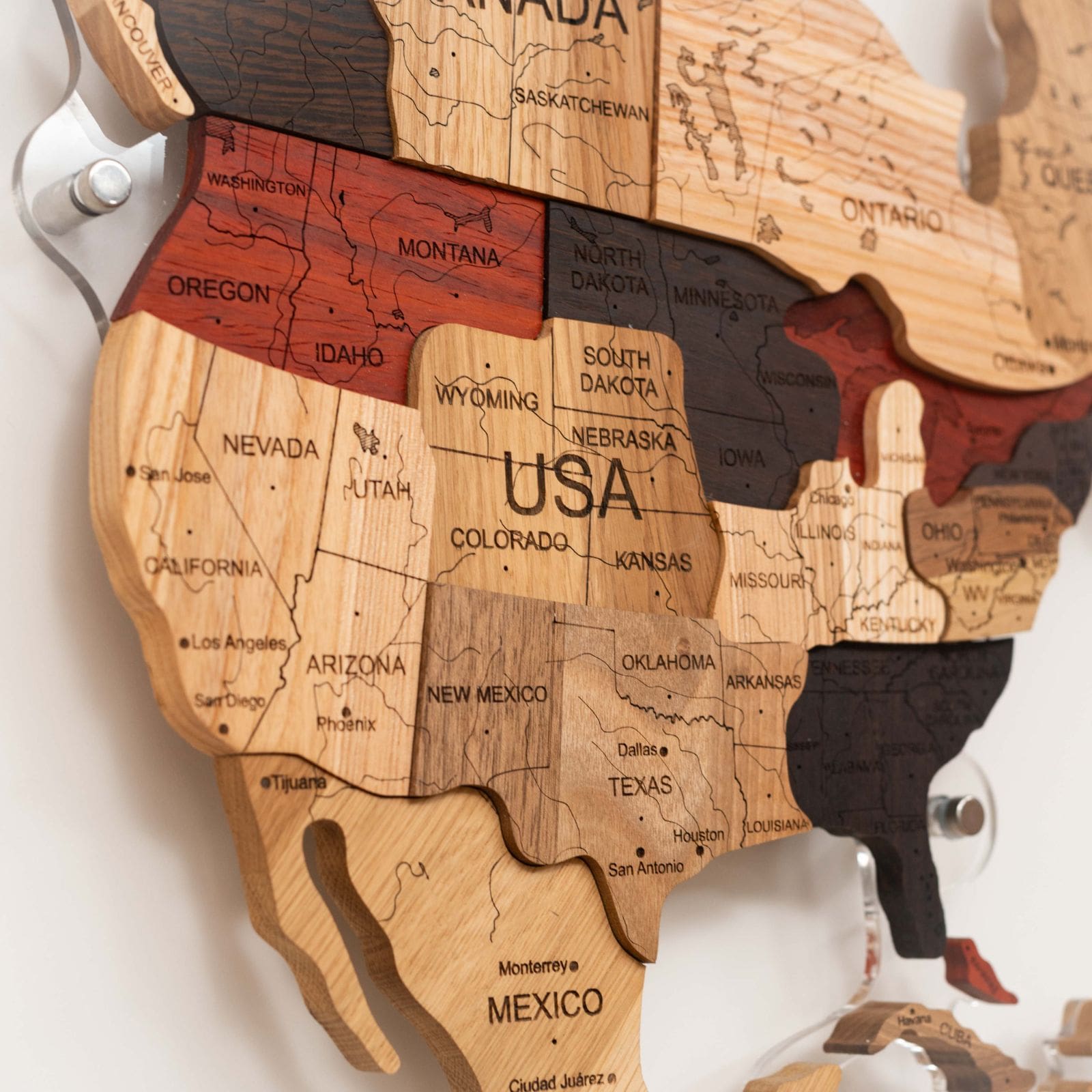 wooden light up world map