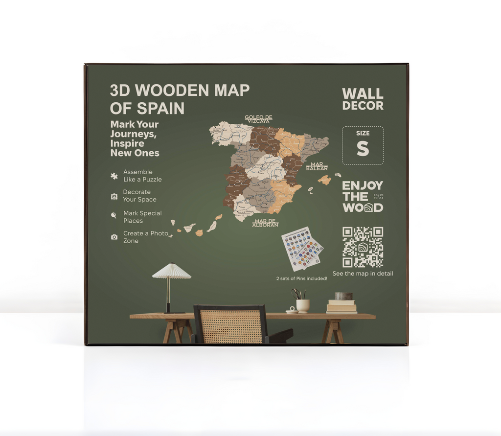 Wooden Map of Spain – Multicolor
