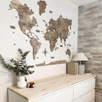 3d wooden map and flag pins