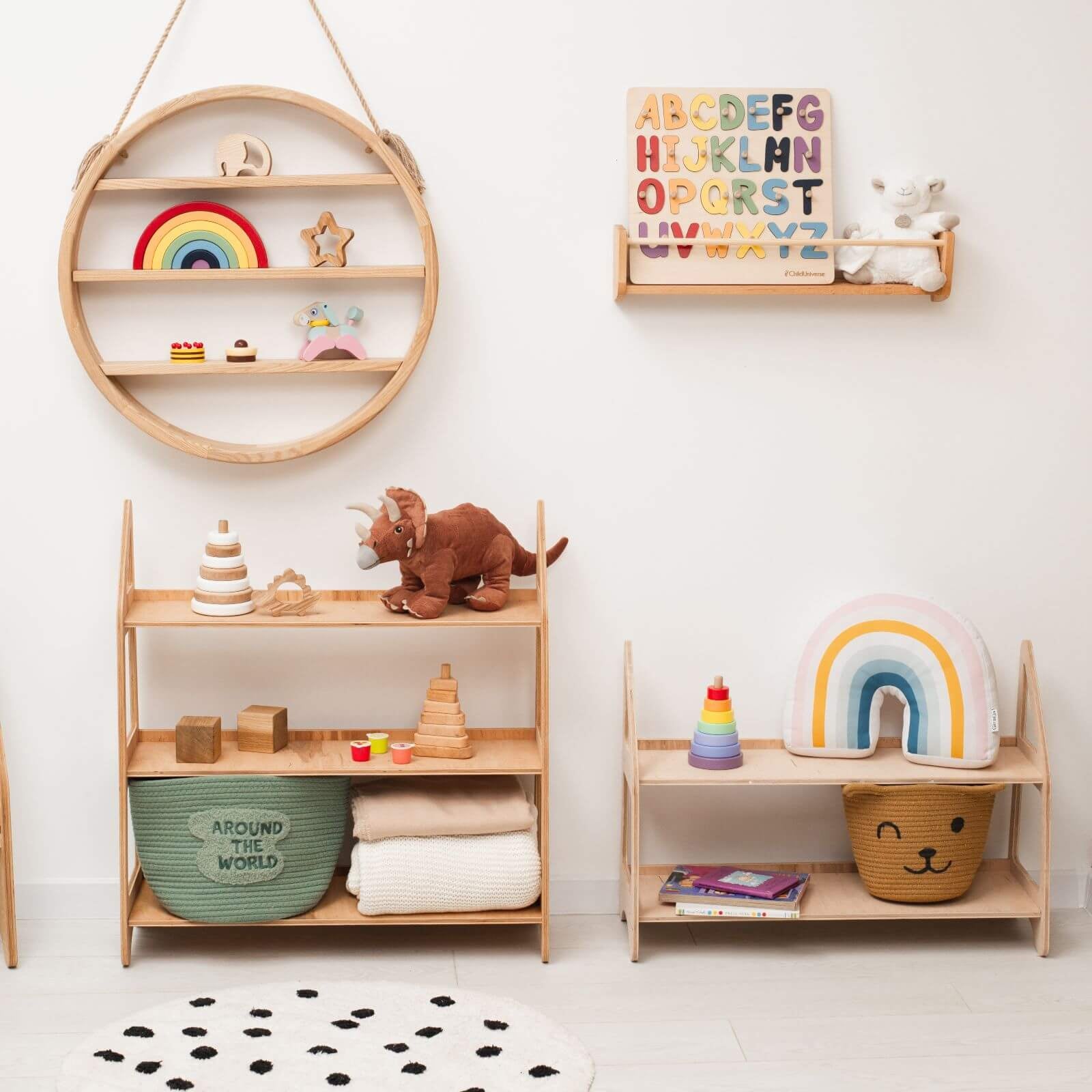 wood children bookshelf