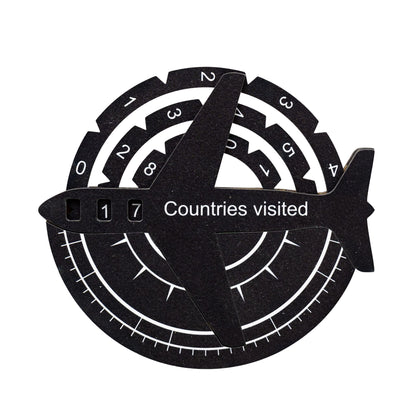 Black and white travel tracker with 'Countries visited' text on a white background