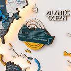 Travel Tracker Cruise Liner 3D Colored Wooden World Map - Country