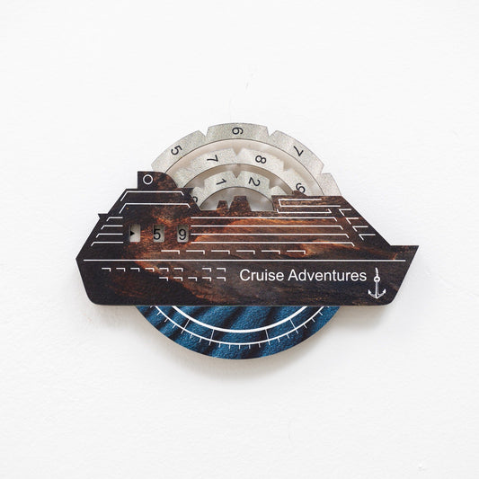 Travel Tracker Cruise Liner 3D Colored Wooden World Map - Dune